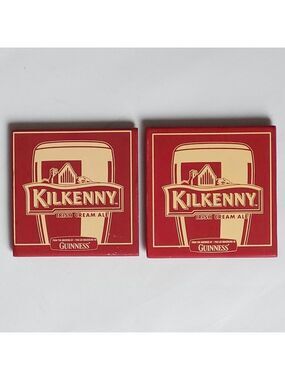 KILKENNY Irish Cream Ale Coasters Pair CERAMIC x 2 Lot PAIR From GUINNESS